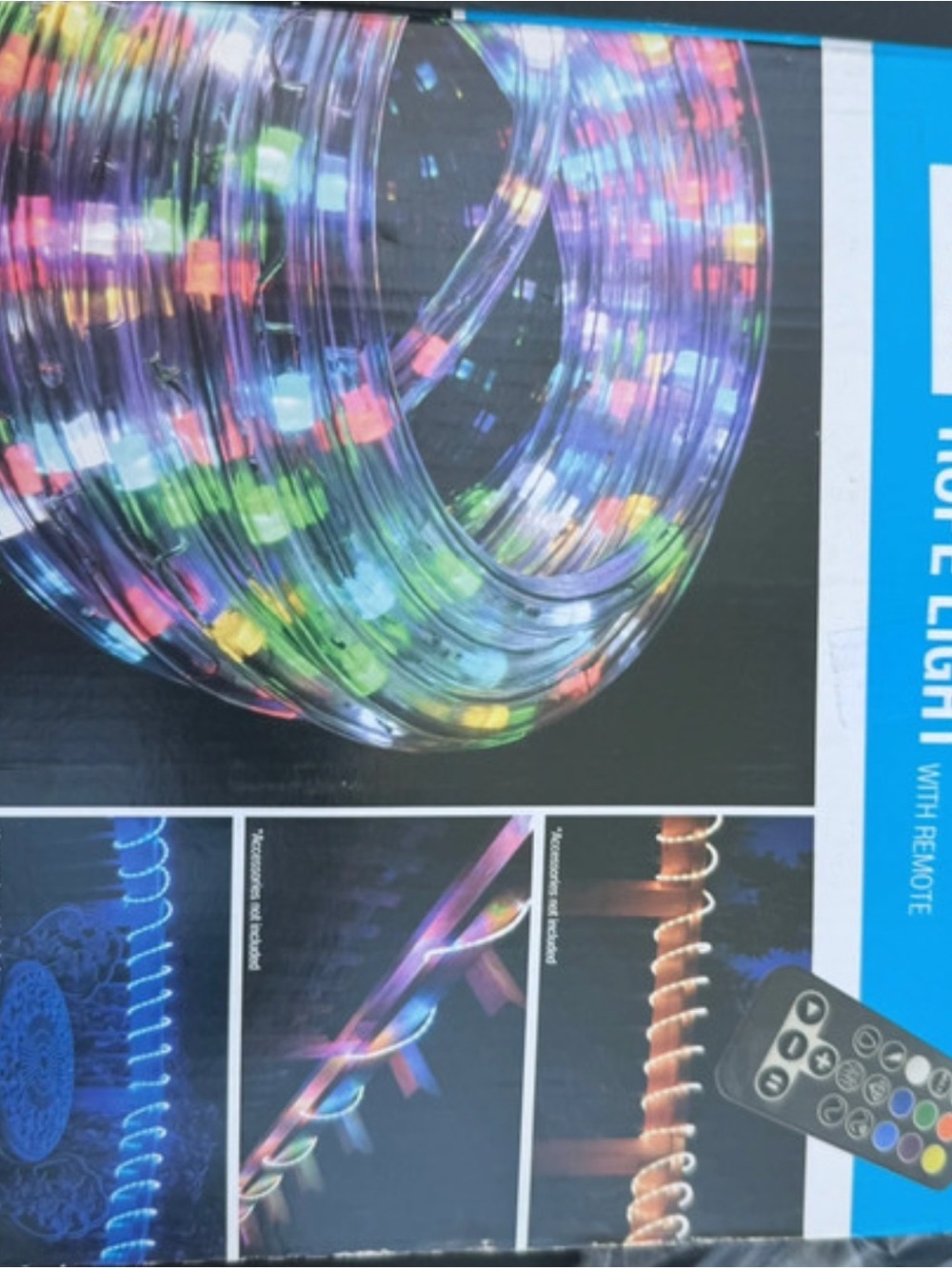 Multicolor LED Party Rope Light Strip with Remote - Clear Tubing
